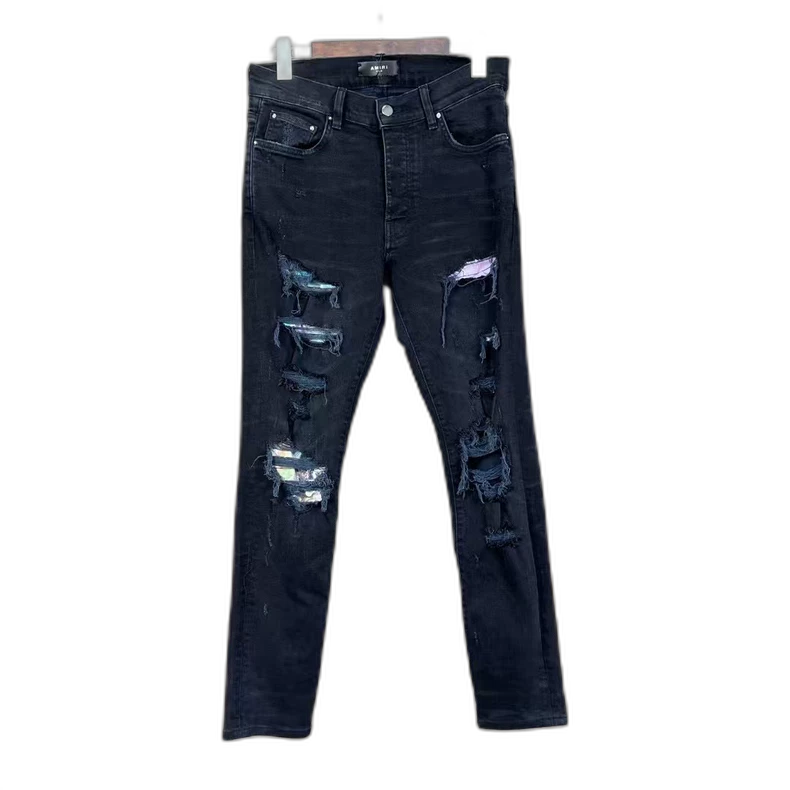 Amiri Distressed Floral Patchwork Denim Pants-yf