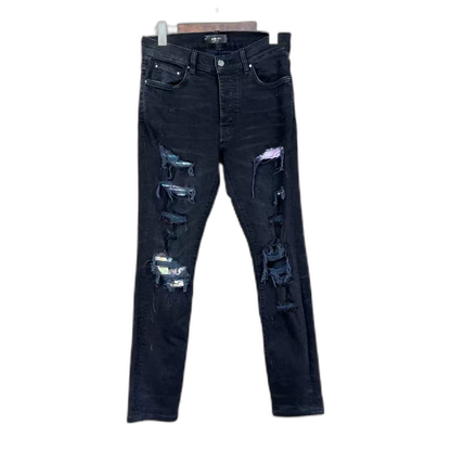 Amiri Distressed Floral Patchwork Denim Pants-yf