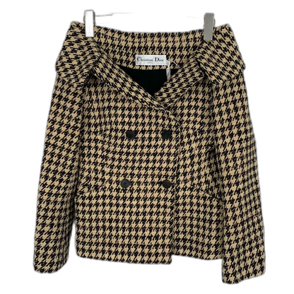 Christian Dior Brown Houndstooth Double-Breasted Jacket