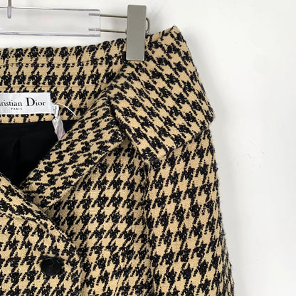 Christian Dior Brown Houndstooth Double-Breasted Jacket