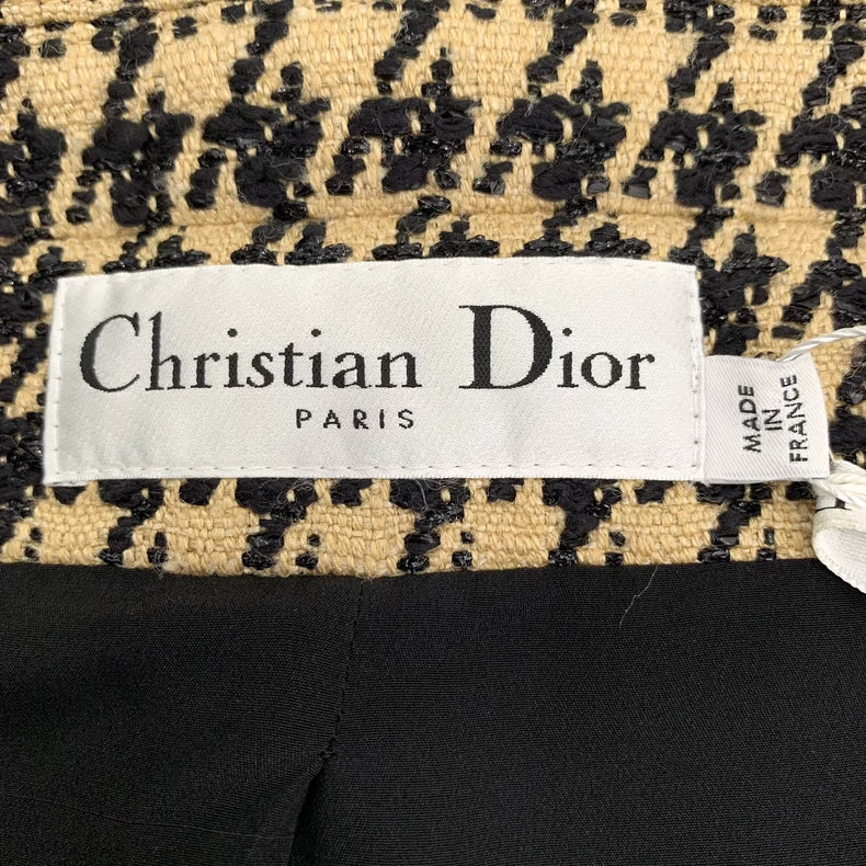 Christian Dior Brown Houndstooth Double-Breasted Jacket