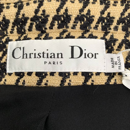 Christian Dior Brown Houndstooth Double-Breasted Jacket