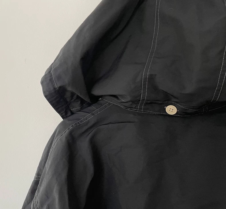 Lemaire Men's Black Double-Breasted Parka Coat