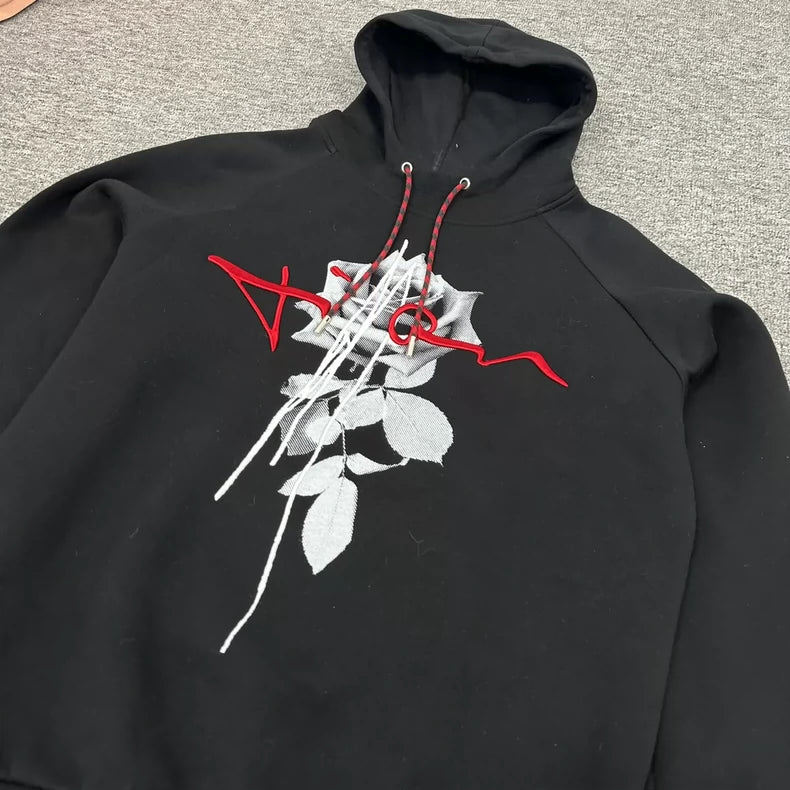 Dior Rose Embroidered Hooded Sweatshirt