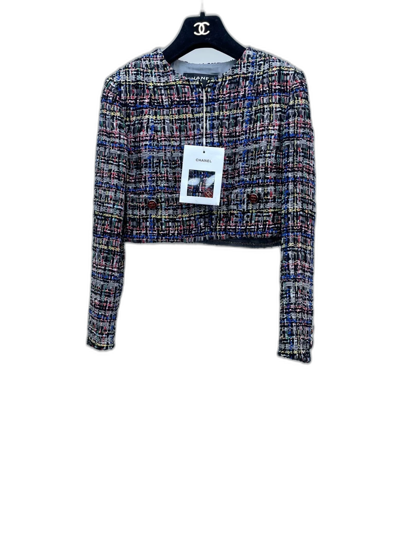Chanel Colorful Woven Cropped Jacket