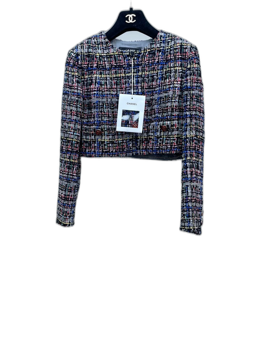Chanel Colorful Woven Cropped Jacket