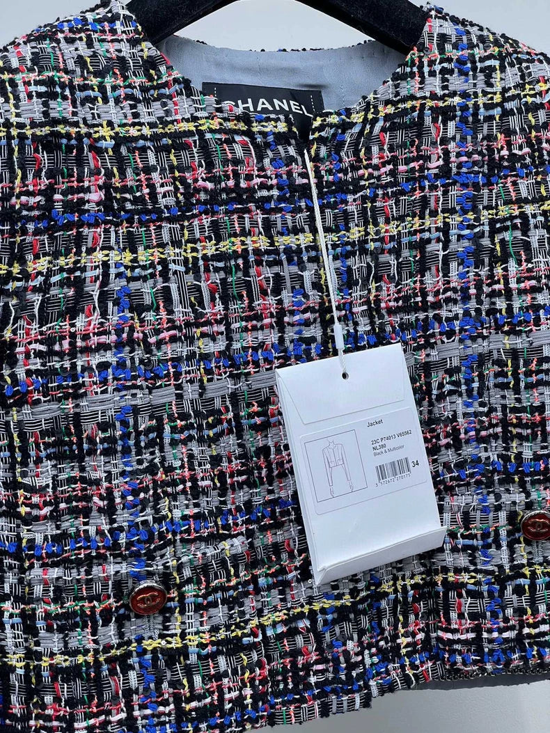 Chanel Colorful Woven Cropped Jacket