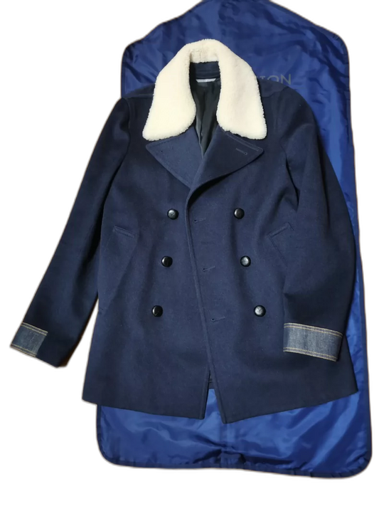 Dior Homme Show Wool Coat with Fur Collar