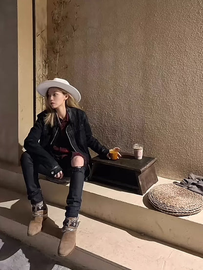 Amiri Destroyed Denim Trucker Jacket M