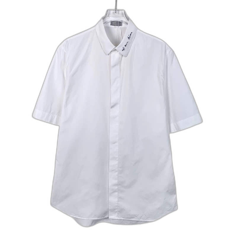 Dior White Logo Cotton Short Sleeve Shirt