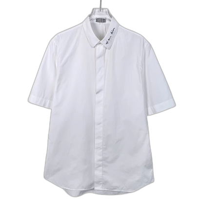 Dior White Logo Cotton Short Sleeve Shirt