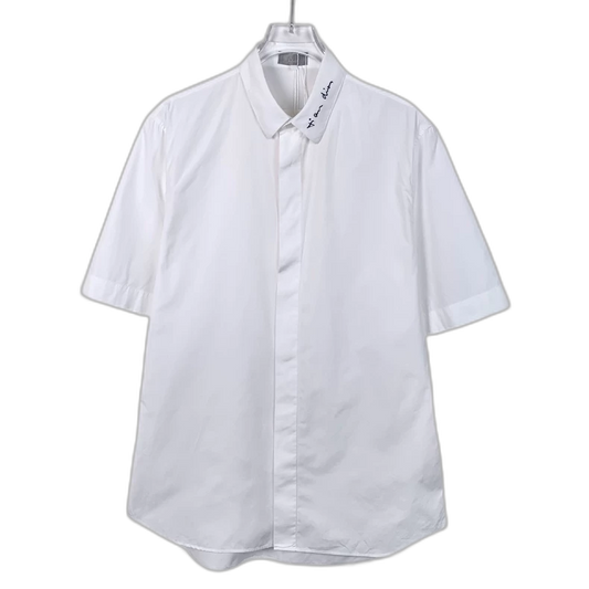 Dior White Logo Cotton Short Sleeve Shirt