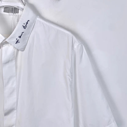 Dior White Logo Cotton Short Sleeve Shirt