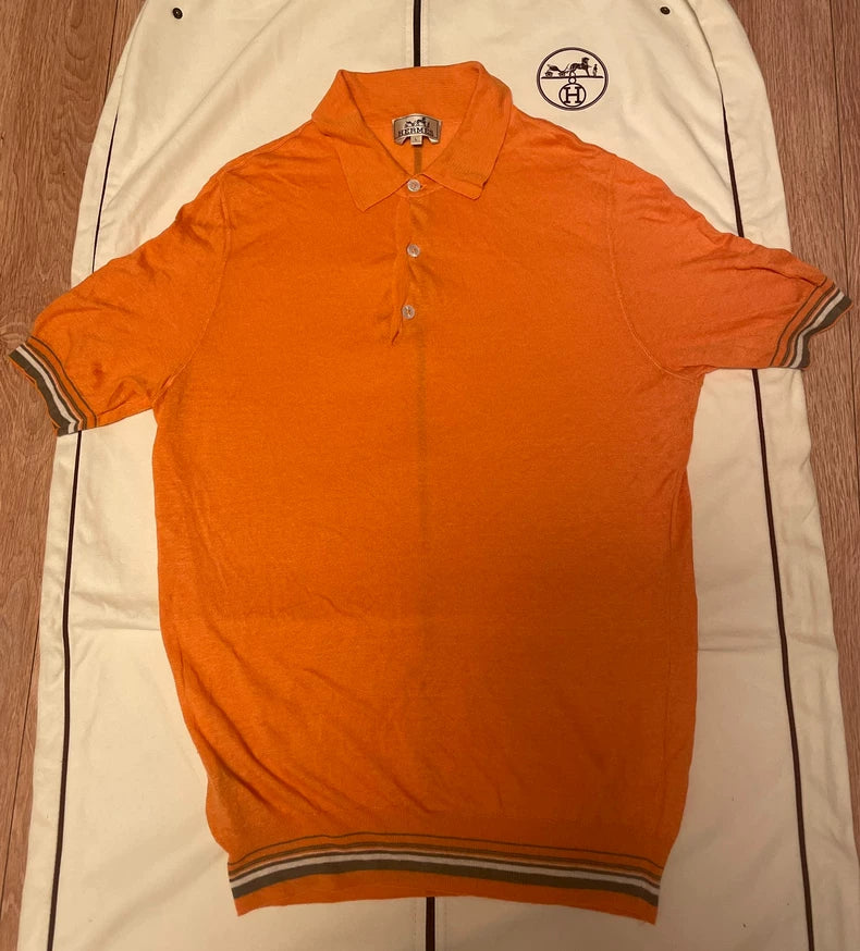 Hermes Short Sleeve Polo Shirt in Orange