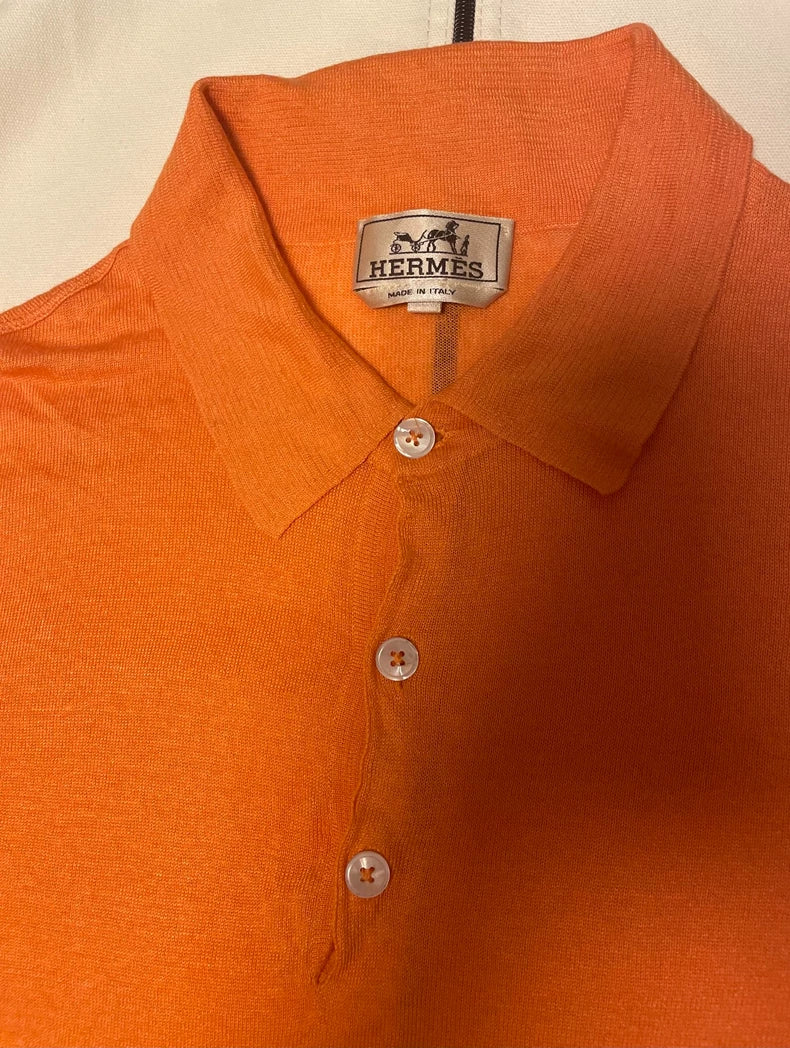 Hermes Short Sleeve Polo Shirt in Orange