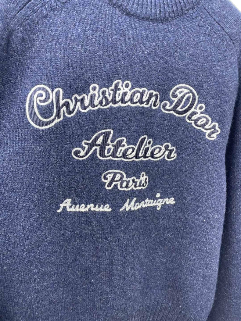 Dior Navy Blue Embroidered Knit Sweater