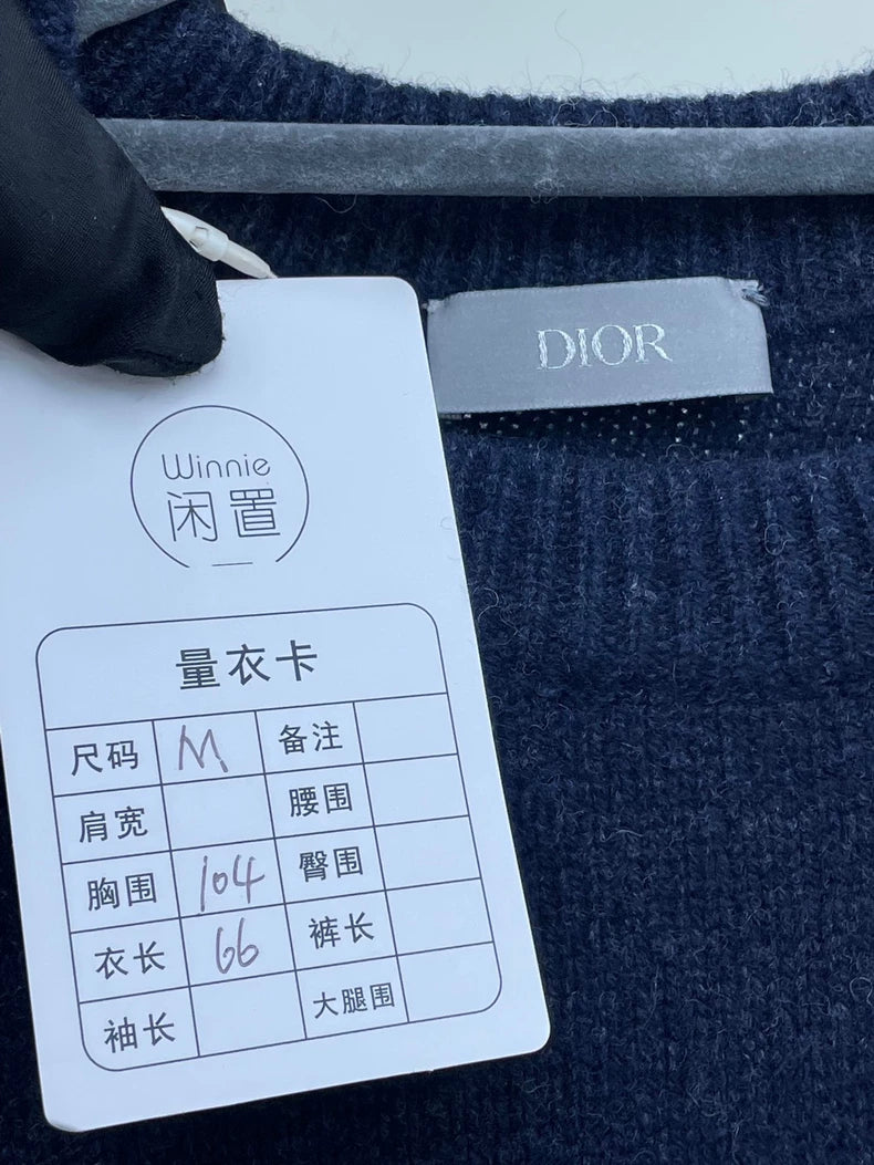 Dior Navy Blue Embroidered Knit Sweater