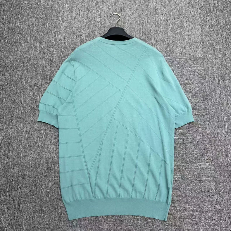 Hermes Striped Knit Short Sleeve Top-zp