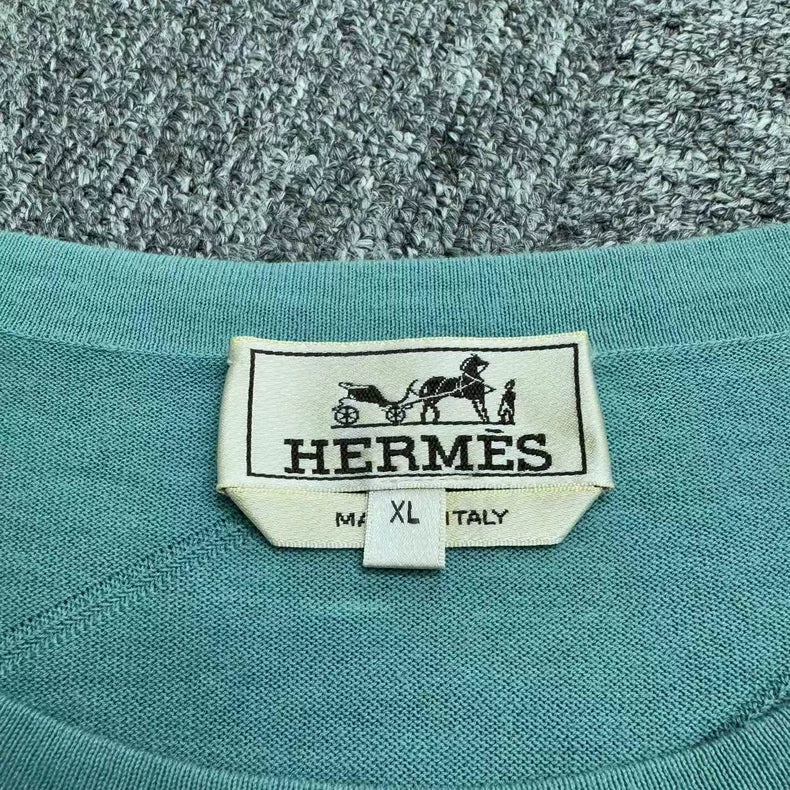 Hermes Striped Knit Short Sleeve Top-zp