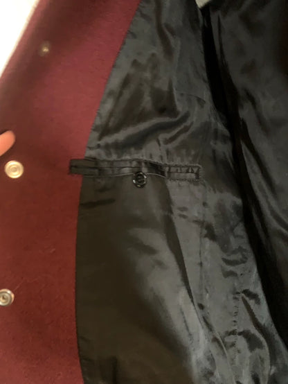 Saint Laurent Burgundy Wool Varsity Jacket