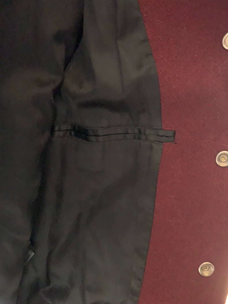 Saint Laurent Burgundy Wool Varsity Jacket