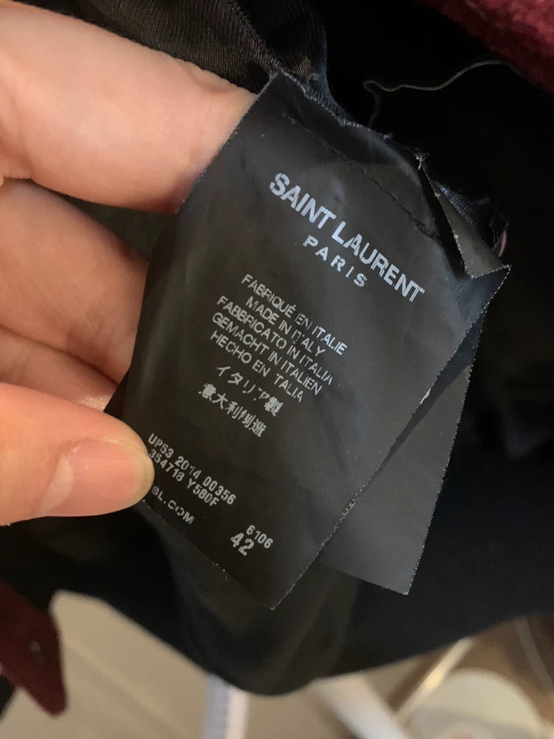 Saint Laurent Burgundy Wool Varsity Jacket