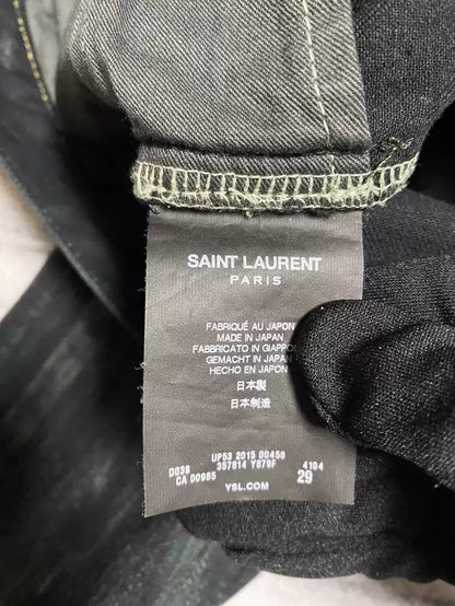 Saint Laurent oil pollution destroys jeans.