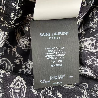 Saint Laurent slp15ss mulberry silk cashew flower shirt