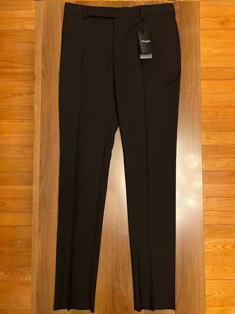 Saint laurent slp genuine 23ss black basic trousers