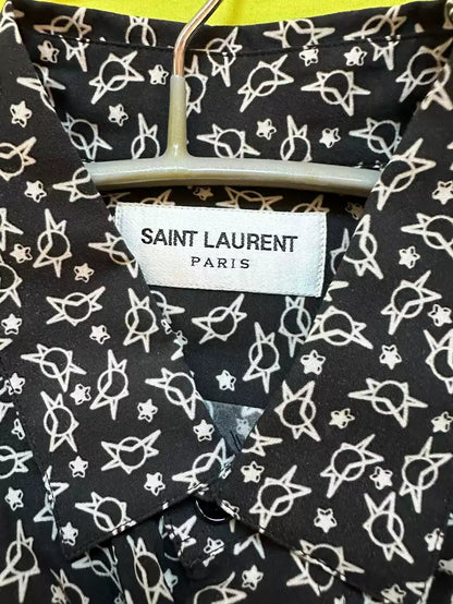 Saint Laurent men's black star print slim shirt