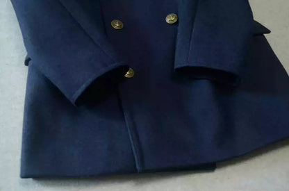 Saint Laurent dark blue pure wool coat