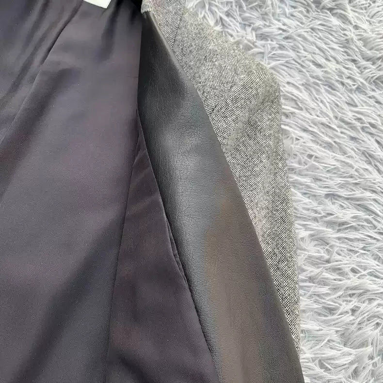 Saint Laurent 13fw first year black and gray snowflake wool leather suit