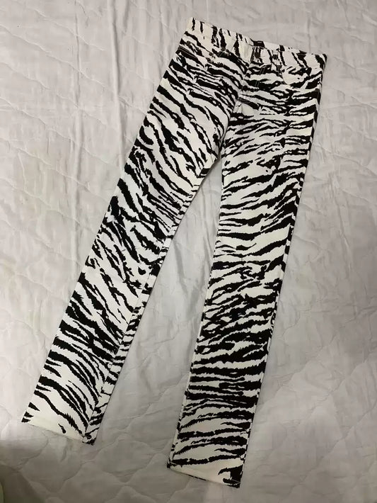 Saint laurent ysl show zebra jeans