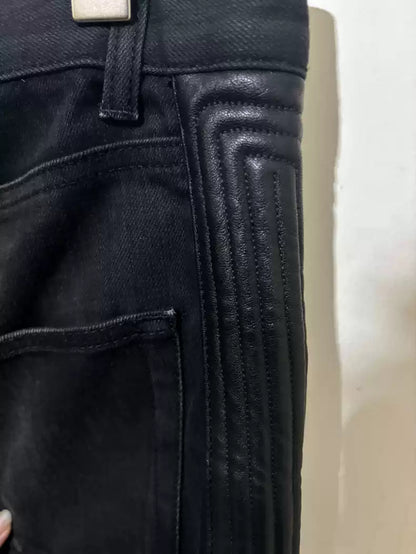 Saint Laurent slp genuine 16FW four zipper stitching motorcycle leather pants