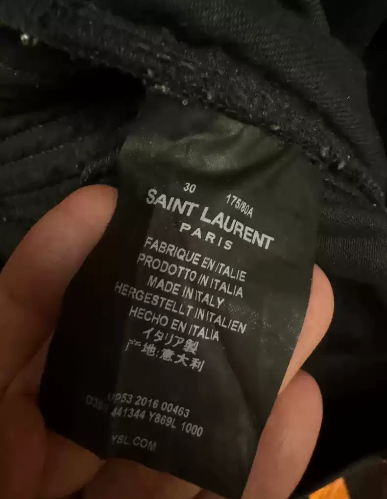 Saint Laurent slp genuine 16FW four zipper stitching motorcycle leather pants