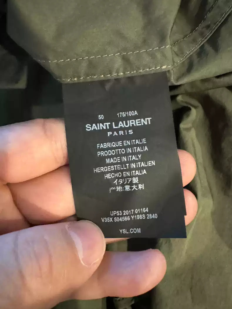 Saint Laurent applique military windproof hooded jacket