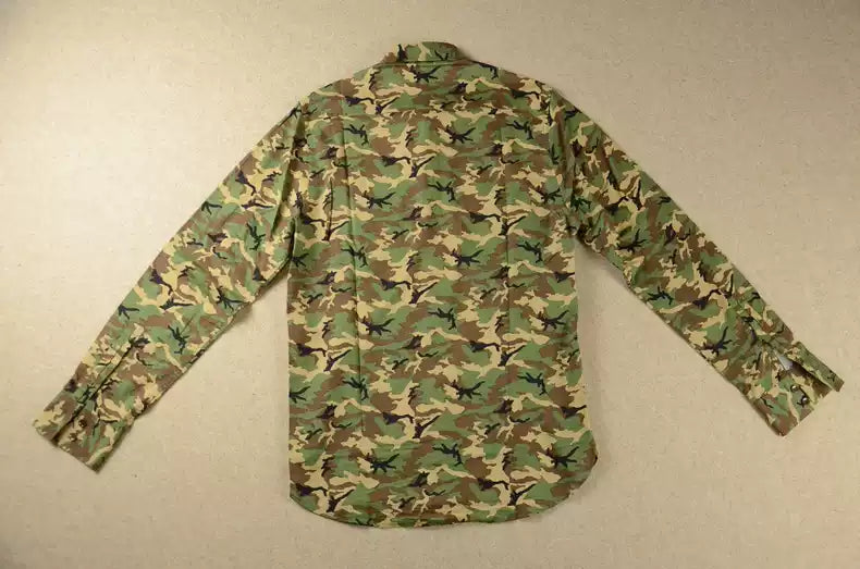 Saint Laurent green camouflage shirt