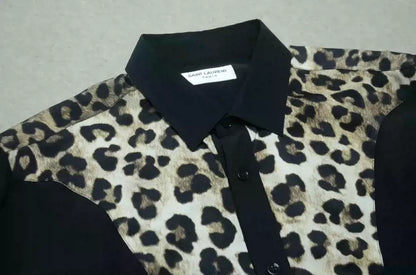Saint Laurent Black Leopard Silk Shirt