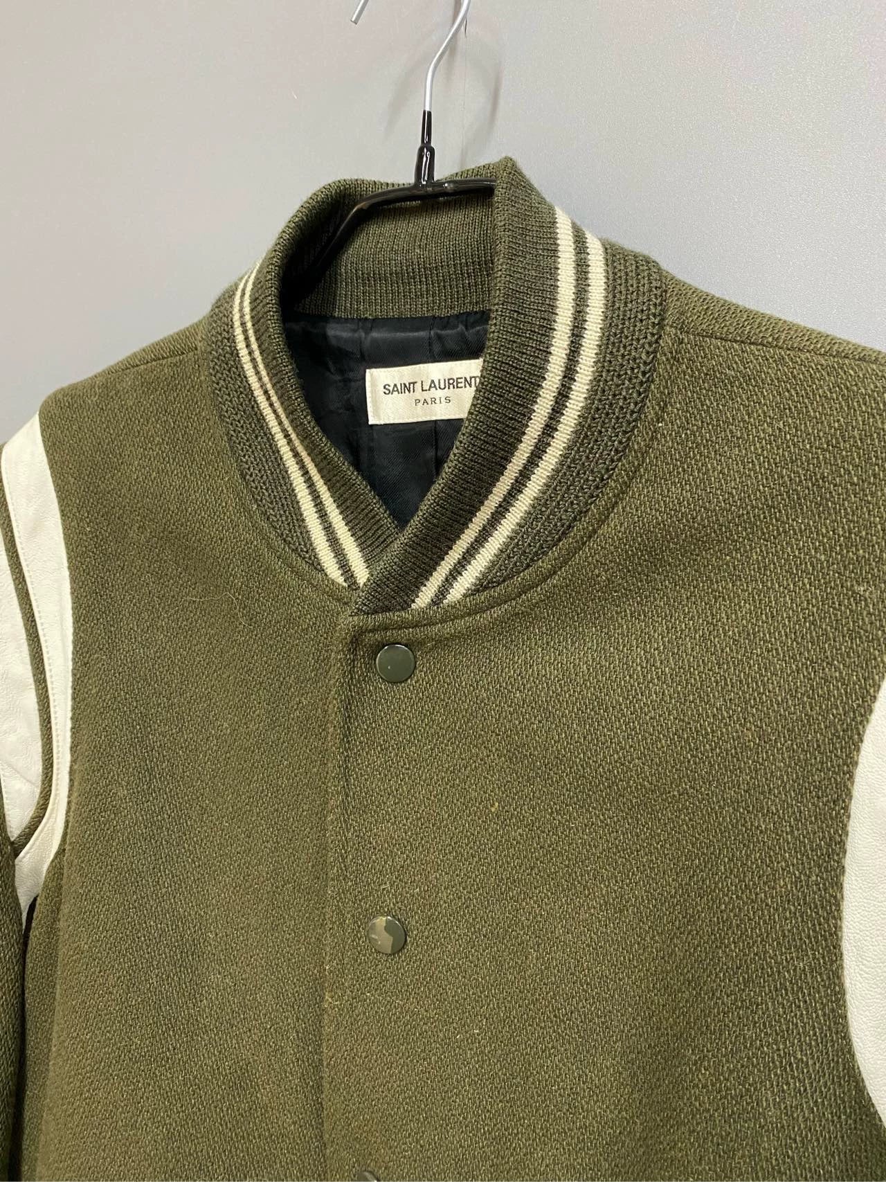 Saint Laurent Paris Olive green baseball jacket