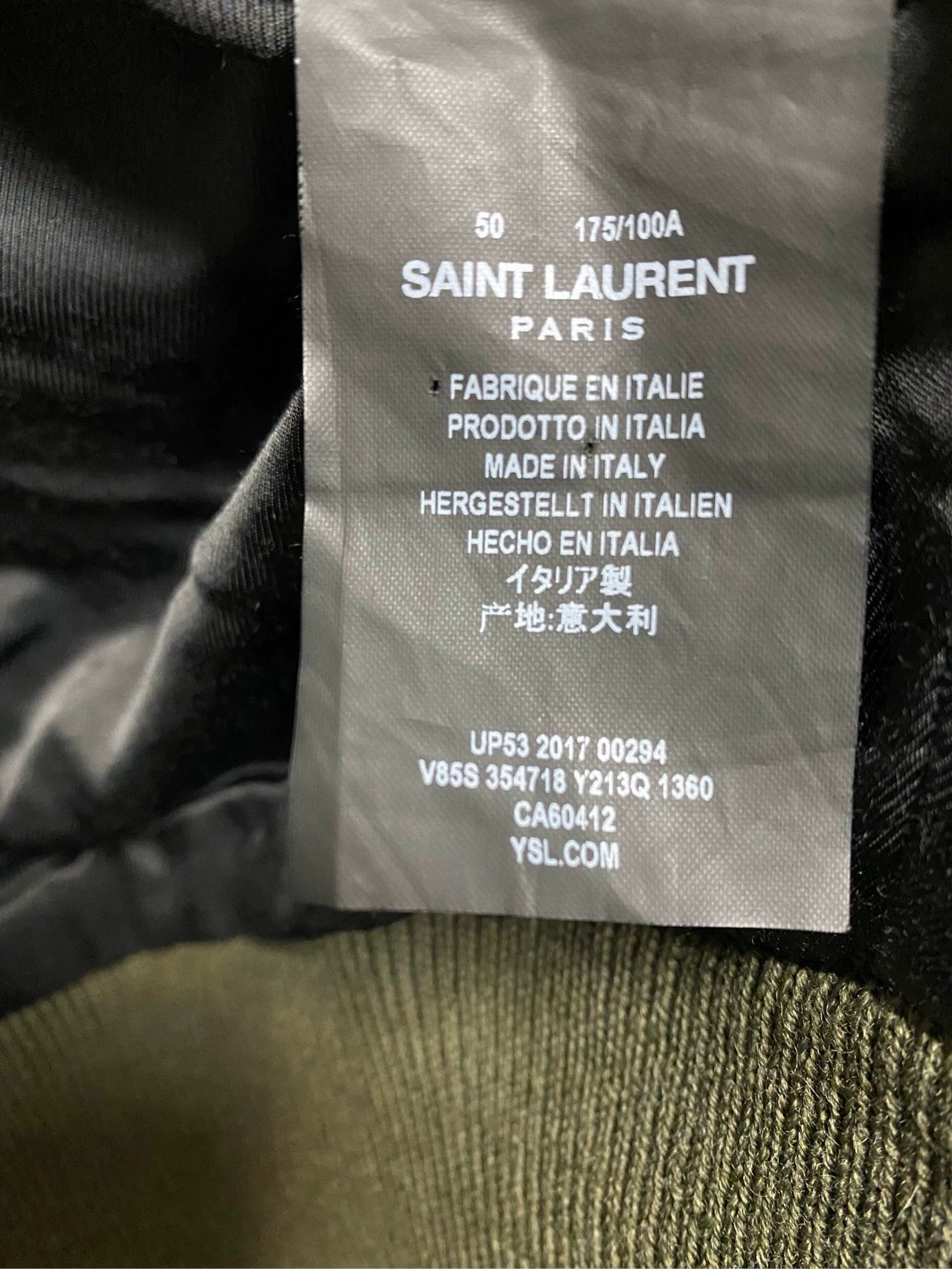 Saint Laurent Paris Olive green baseball jacket