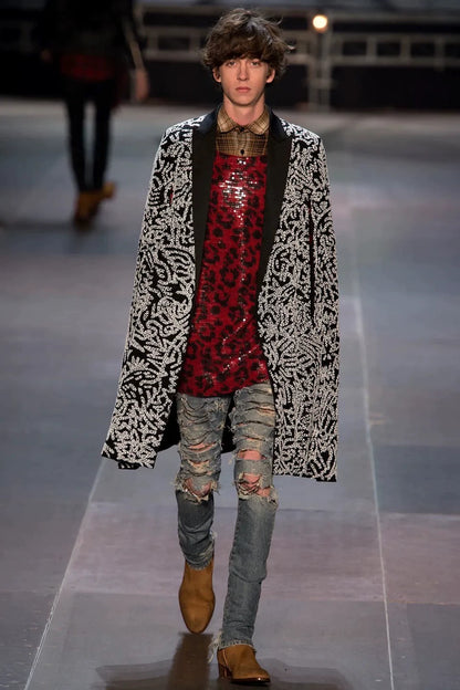 Saint Laurent Paris 13fw washed denim jeans with significant damage