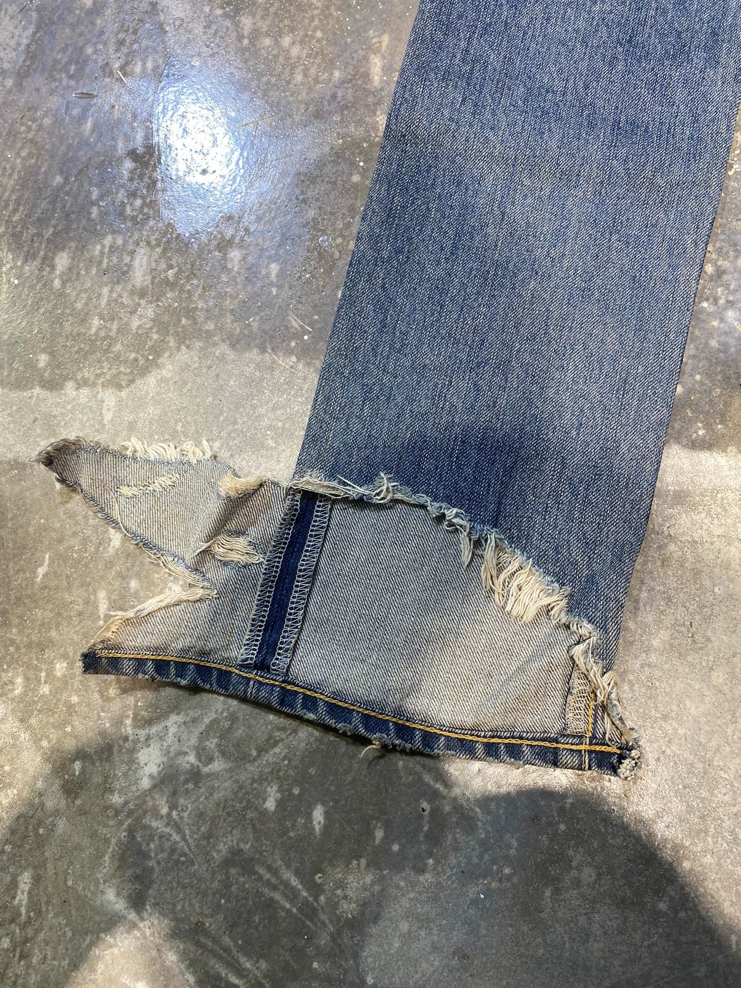 Saint Laurent Paris 13fw washed denim jeans with significant damage