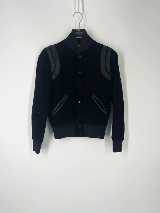 Saint Laurent Paris Black patchwork baseball jacket