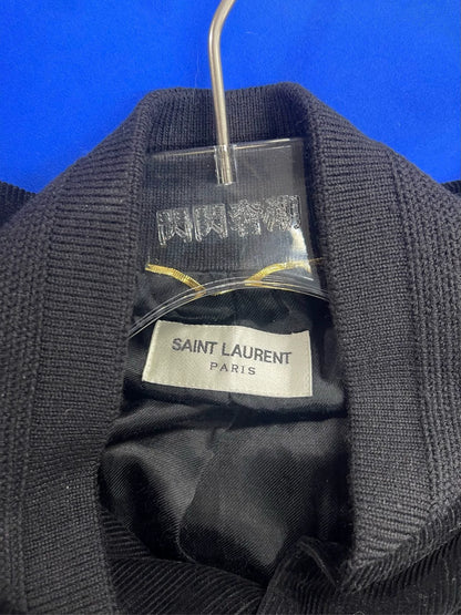 Saint Laurent Paris Black patchwork baseball jacket