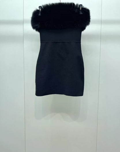 Saint Laurent Paris Hairy knitted strapless skirt