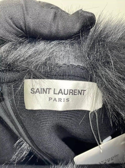 Saint Laurent Paris Hairy knitted strapless skirt