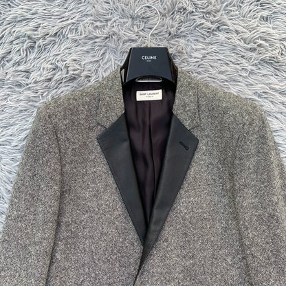 Saint Laurent Paris13fw Year Black Grey Snowflake Wool Splicing Jacket