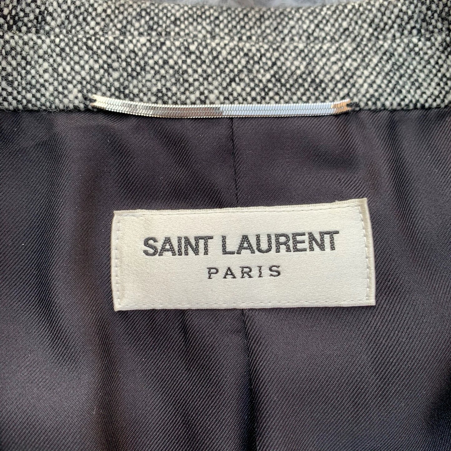 Saint Laurent Paris13fw Year Black Grey Snowflake Wool Splicing Jacket