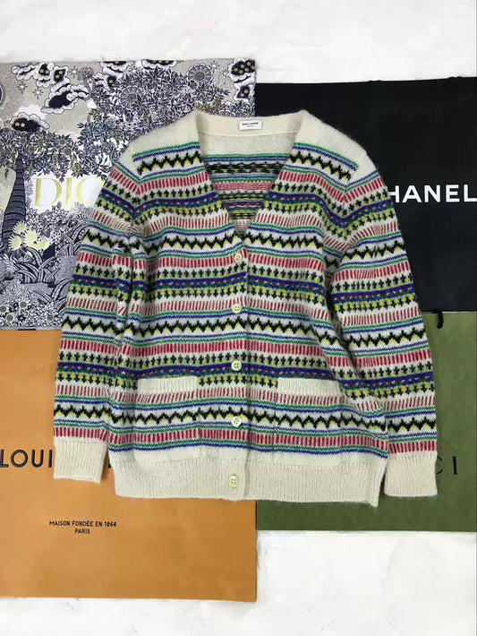 Saint Laurent Paris Colorful Knitted Sweater Jacket