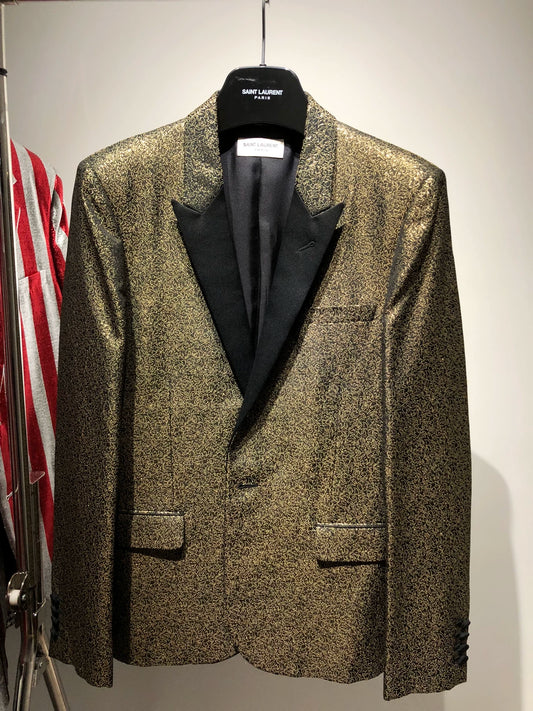 Saint Laurent Paris Golden satin suit jacket